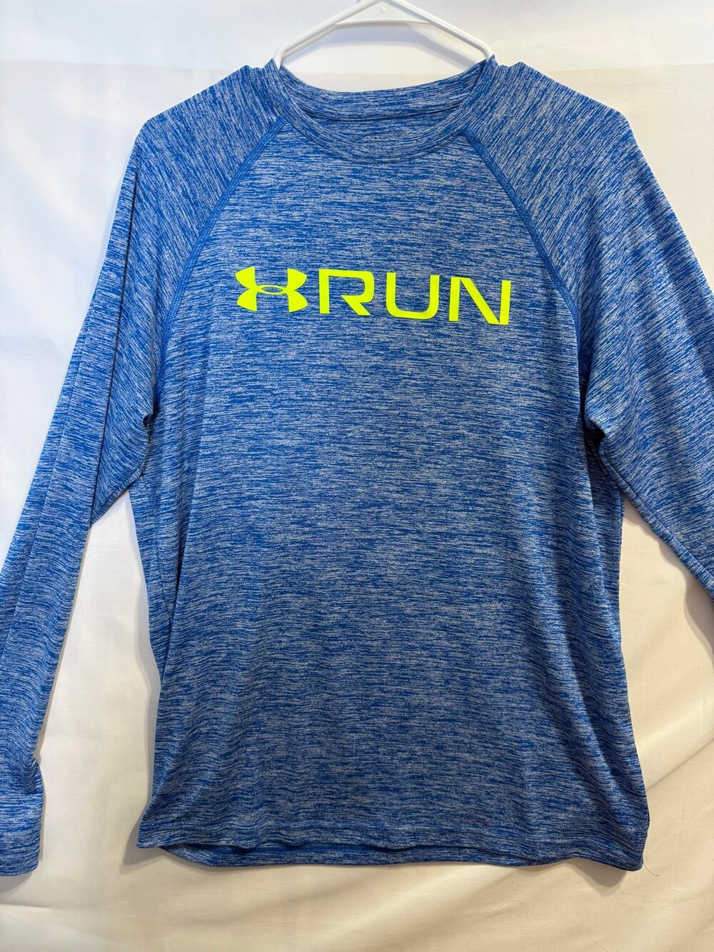 Under Armour HeatGear Run Long Sleeve Shirt‎ Blue Heather Youth Large LG